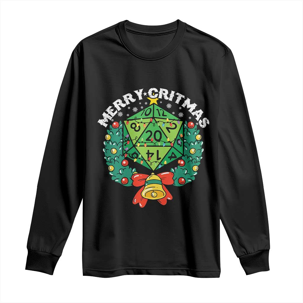 Funny Christmas RPG Long Sleeve Shirt Merry Critmas D20 RPG Gamer Dice Gaming Xmas TS11 Black Print Your Wear