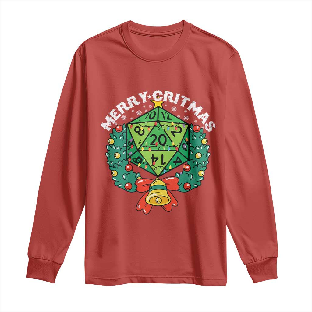 Funny Christmas RPG Long Sleeve Shirt Merry Critmas D20 RPG Gamer Dice Gaming Xmas TS11 Red Print Your Wear