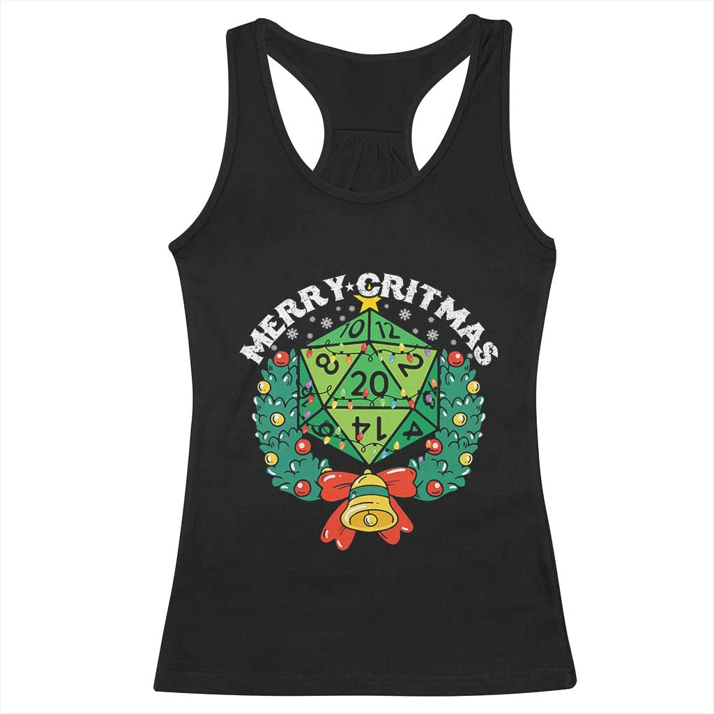 Funny Christmas RPG Racerback Tank Top Merry Critmas D20 RPG Gamer Dice Gaming Xmas TS11 Black Print Your Wear