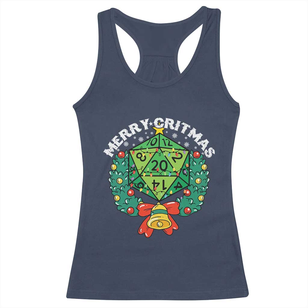 Funny Christmas RPG Racerback Tank Top Merry Critmas D20 RPG Gamer Dice Gaming Xmas - Print Your Wear