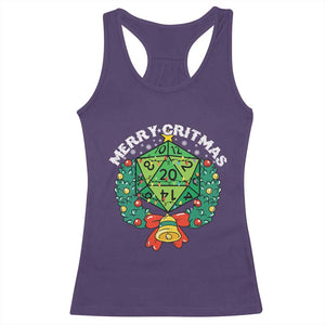 Funny Christmas RPG Racerback Tank Top Merry Critmas D20 RPG Gamer Dice Gaming Xmas - Print Your Wear
