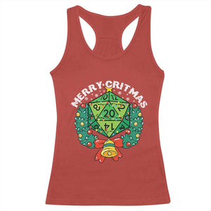 Funny Christmas RPG Racerback Tank Top Merry Critmas D20 RPG Gamer Dice Gaming Xmas - Print Your Wear