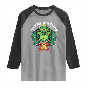 Funny Christmas RPG Raglan Shirt Merry Critmas D20 RPG Gamer Dice Gaming Xmas TS11 Sport Gray Black Print Your Wear
