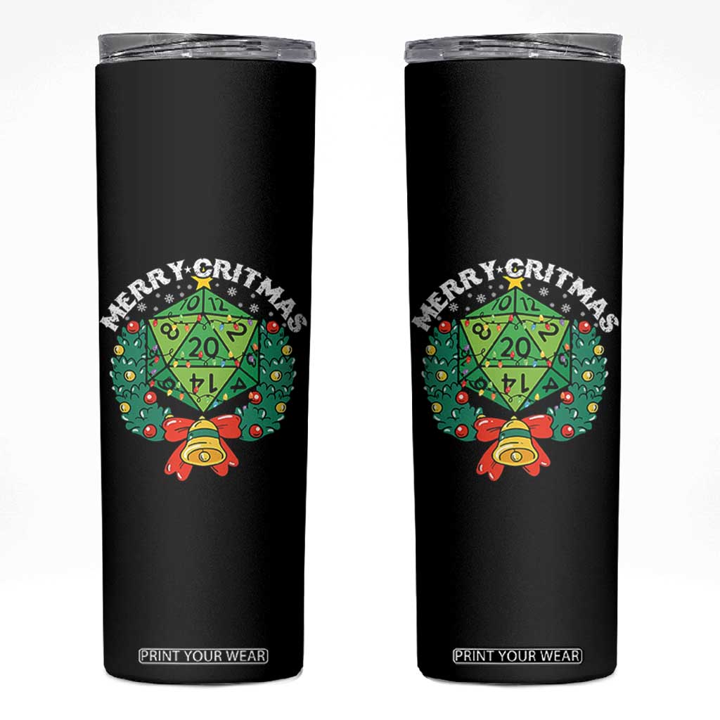Funny Christmas RPG Skinny Tumbler Merry Critmas D20 RPG Gamer Dice Gaming Xmas TS11 Black Print Your Wear