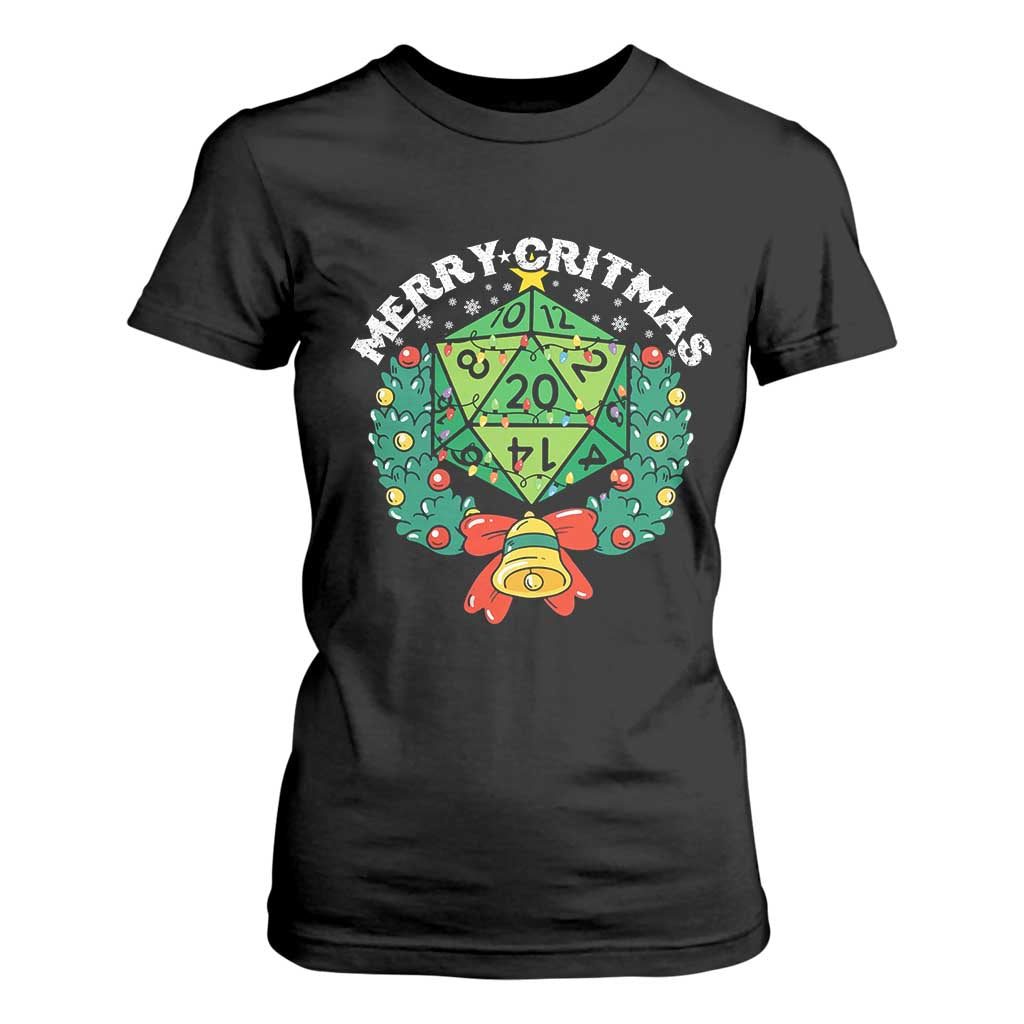 Funny Christmas RPG T Shirt For Women Merry Critmas D20 RPG Gamer Dice Gaming Xmas TS11 Black Print Your Wear
