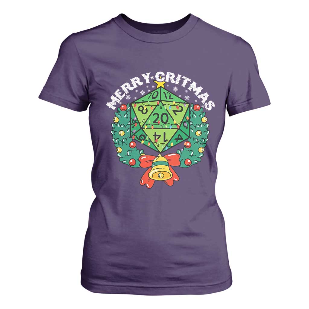 Funny Christmas RPG T Shirt For Women Merry Critmas D20 RPG Gamer Dice Gaming Xmas TS11 Purple Print Your Wear
