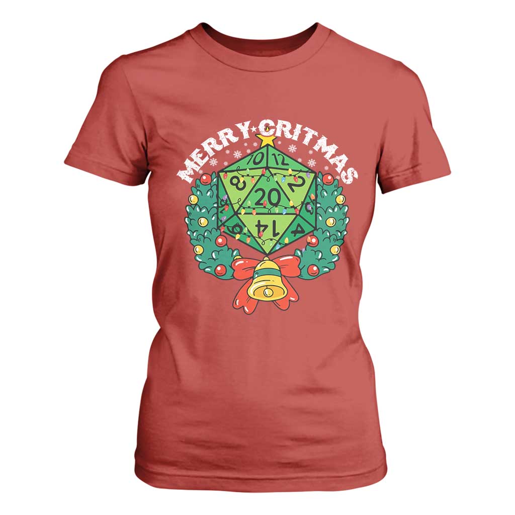 Funny Christmas RPG T Shirt For Women Merry Critmas D20 RPG Gamer Dice Gaming Xmas TS11 Red Print Your Wear