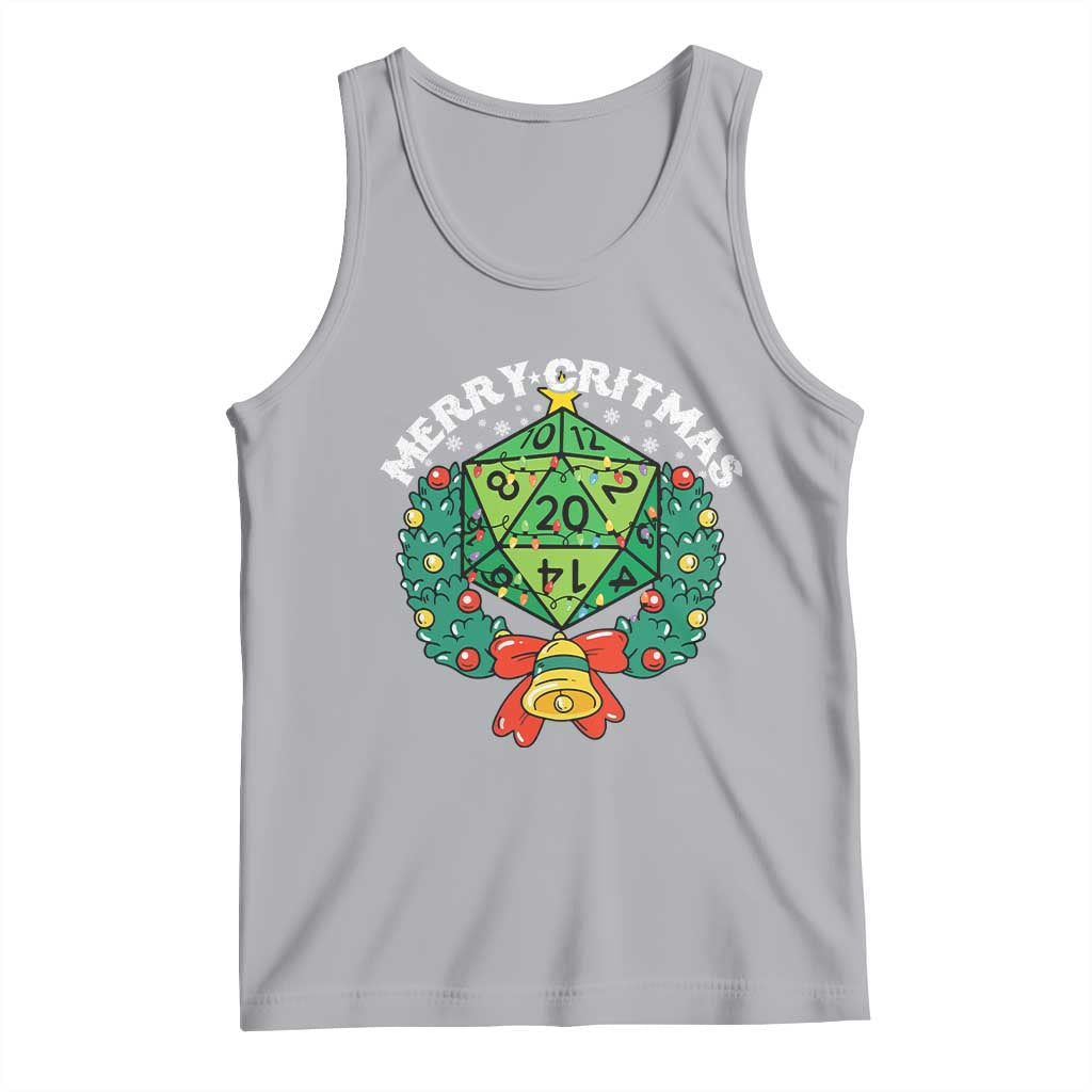 Funny Christmas RPG Tank Top Merry Critmas D20 RPG Gamer Dice Gaming Xmas - Print Your Wear