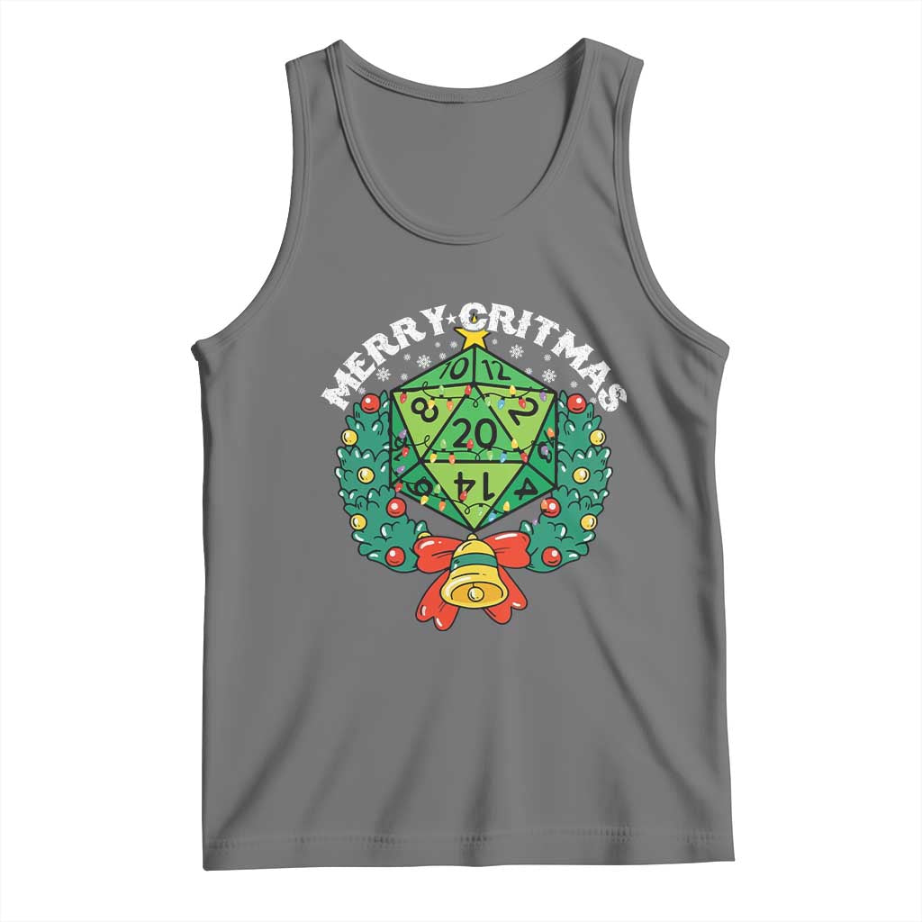 Funny Christmas RPG Tank Top Merry Critmas D20 RPG Gamer Dice Gaming Xmas - Print Your Wear