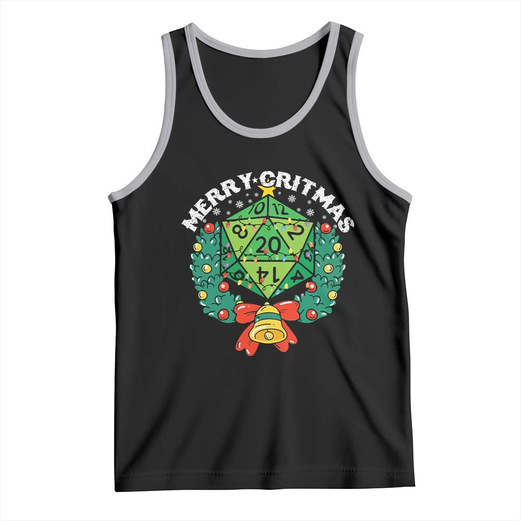 Funny Christmas RPG Tank Top Merry Critmas D20 RPG Gamer Dice Gaming Xmas - Print Your Wear