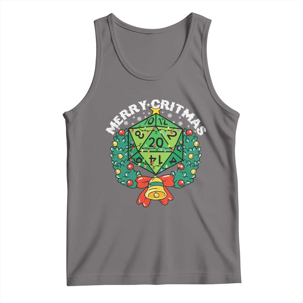 Funny Christmas RPG Tank Top Merry Critmas D20 RPG Gamer Dice Gaming Xmas TS11 Deep Heather Print Your Wear