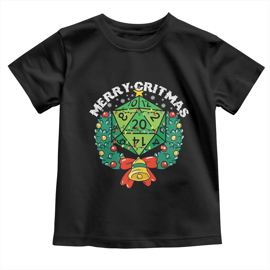 Funny Christmas RPG Toddler T Shirt Merry Critmas D20 RPG Gamer Dice Gaming Xmas TS11 Black Print Your Wear