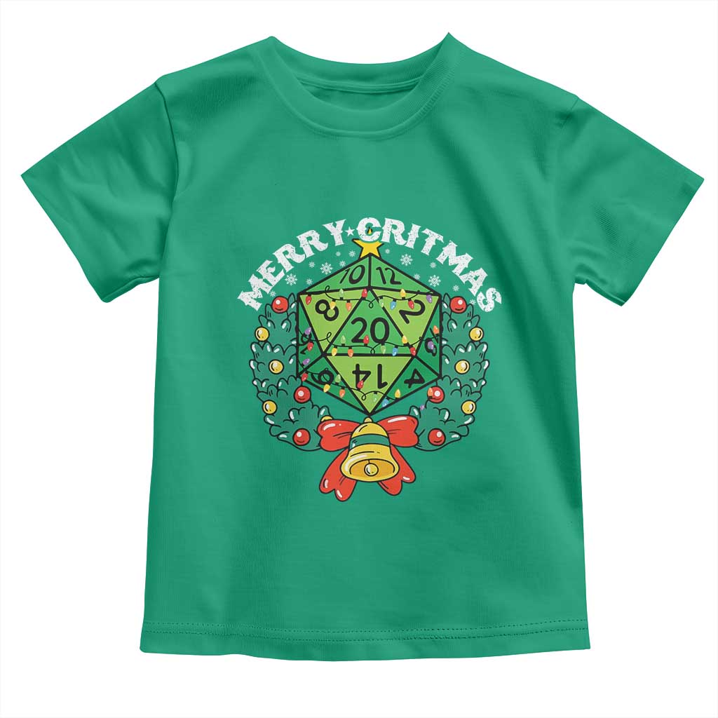 Funny Christmas RPG Toddler T Shirt Merry Critmas D20 RPG Gamer Dice Gaming Xmas TS11 Irish Green Print Your Wear