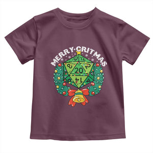 Funny Christmas RPG Toddler T Shirt Merry Critmas D20 RPG Gamer Dice Gaming Xmas TS11 Maroon Print Your Wear