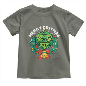 Funny Christmas RPG Toddler T Shirt Merry Critmas D20 RPG Gamer Dice Gaming Xmas TS11 Military Green Print Your Wear