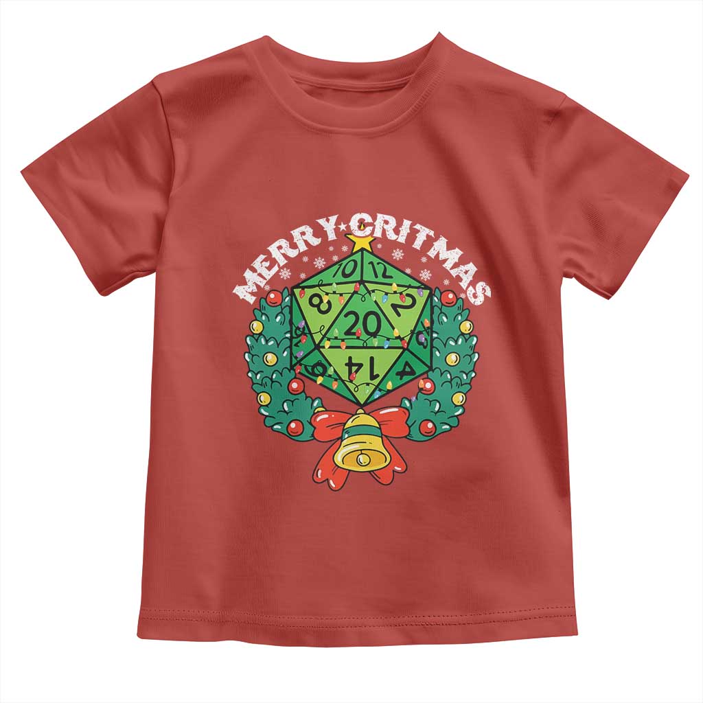 Funny Christmas RPG Toddler T Shirt Merry Critmas D20 RPG Gamer Dice Gaming Xmas TS11 Red Print Your Wear