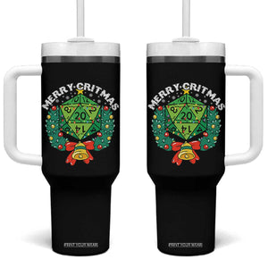 Funny Christmas RPG Tumbler With Handle Merry Critmas D20 RPG Gamer Dice Gaming Xmas TS11 One Size: 40 oz Black Print Your Wear
