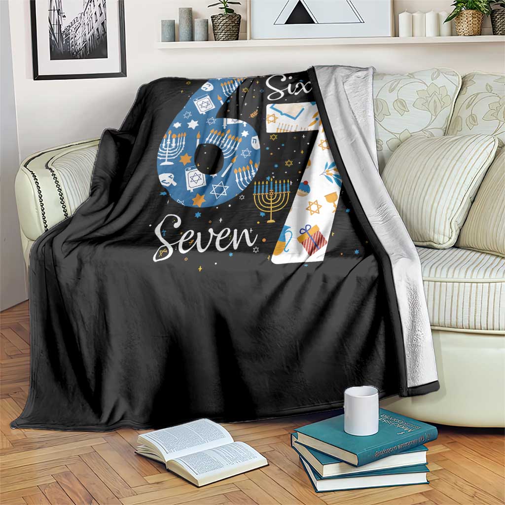 Funny 67 Hanukkah Throw Blanket Chanukah Menorah Dreidel Six Seven Meme TS11 Print Your Wear