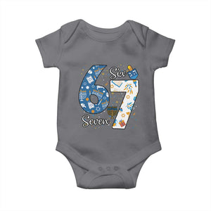 Funny 67 Hanukkah Baby Onesie Chanukah Menorah Dreidel Six Seven Meme TS11 Charcoal Print Your Wear