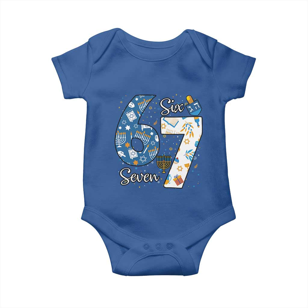 Funny 67 Hanukkah Baby Onesie Chanukah Menorah Dreidel Six Seven Meme TS11 Royal Blue Print Your Wear