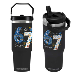 Funny 67 Hanukkah Flip Straw Tumbler Chanukah Menorah Dreidel Six Seven Meme TS11 One Size: 30 oz Black Print Your Wear