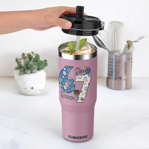 Funny 67 Hanukkah Flip Straw Tumbler Chanukah Menorah Dreidel Six Seven Meme TS11 One Size: 30 oz Light Pink Print Your Wear