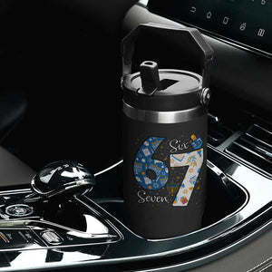 Funny 67 Hanukkah Flip Straw Tumbler Chanukah Menorah Dreidel Six Seven Meme TS11 Print Your Wear