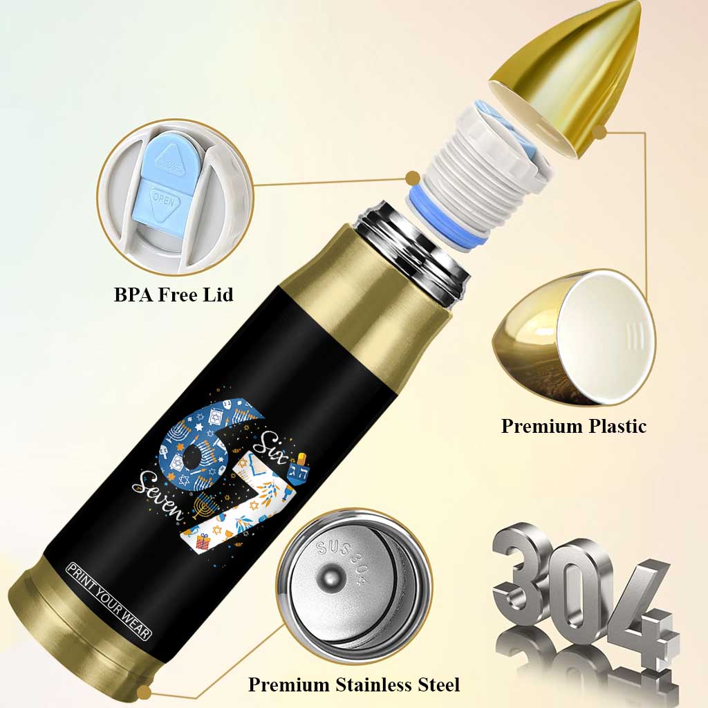 Funny 67 Hanukkah Bullet Tumbler Chanukah Menorah Dreidel Six Seven Meme TS11 Print Your Wear