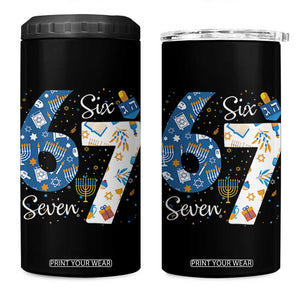 Funny 67 Hanukkah 4 in 1 Can Cooler Tumbler Chanukah Menorah Dreidel Six Seven Meme TS11 One Size: 16 oz Black Print Your Wear