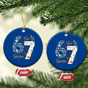 Funny 67 Hanukkah Ceramic Ornament Chanukah Menorah Dreidel Six Seven Meme TS11 1pc Blue Print Your Wear