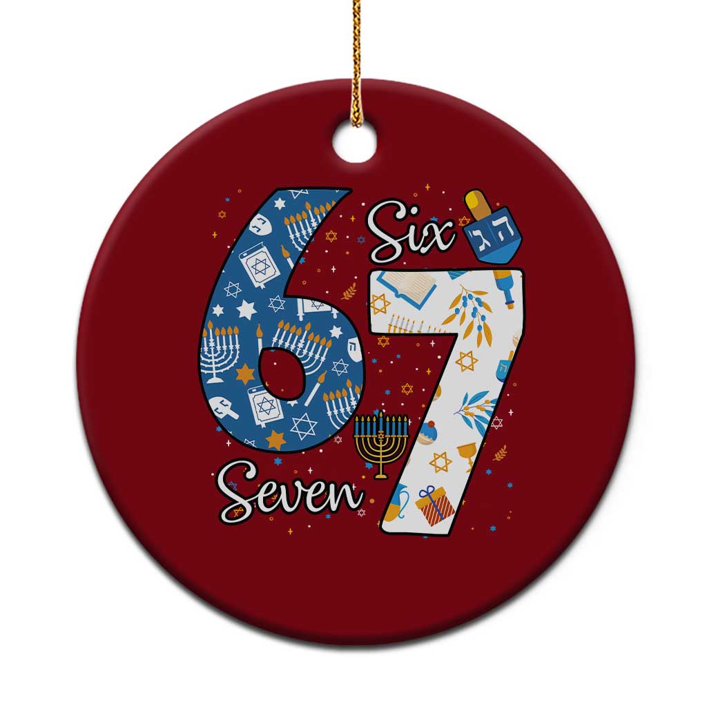 Funny 67 Hanukkah Ceramic Ornament Chanukah Menorah Dreidel Six Seven Meme TS11 1pc Red Print Your Wear