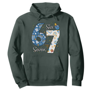 Funny 67 Hanukkah Hoodie Chanukah Menorah Dreidel Six Seven Meme TS11 Dark Forest Green Print Your Wear