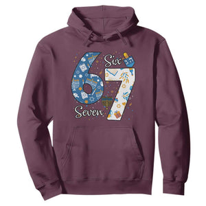 Funny 67 Hanukkah Hoodie Chanukah Menorah Dreidel Six Seven Meme TS11 Maroon Print Your Wear
