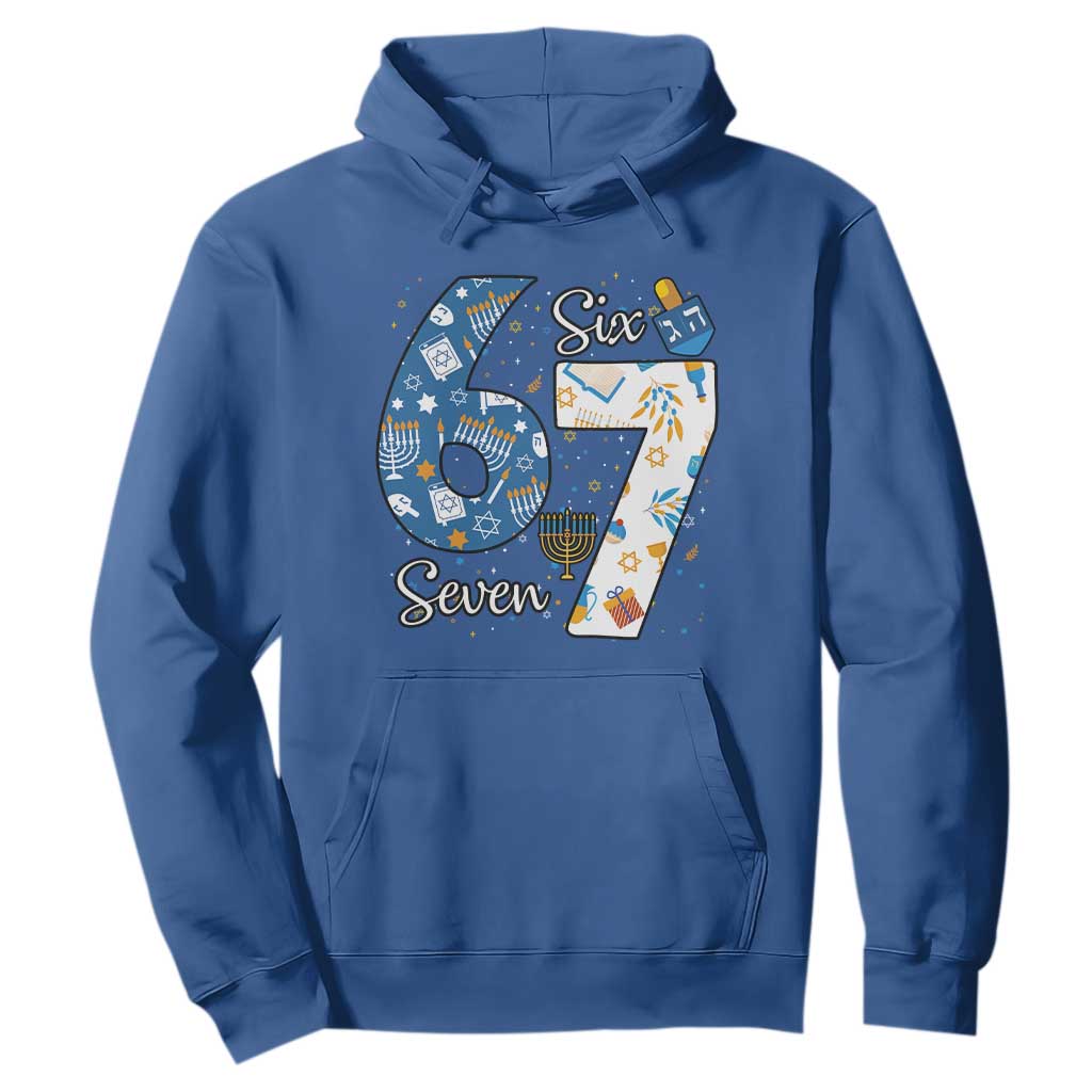 Funny 67 Hanukkah Hoodie Chanukah Menorah Dreidel Six Seven Meme TS11 Royal Blue Print Your Wear