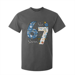 Funny 67 Hanukkah T Shirt For Kid Chanukah Menorah Dreidel Six Seven Meme TS11 Dark Heather Print Your Wear