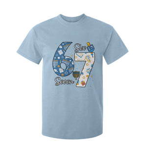 Funny 67 Hanukkah T Shirt For Kid Chanukah Menorah Dreidel Six Seven Meme TS11 Light Blue Print Your Wear