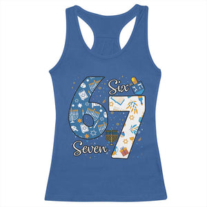 Funny 67 Hanukkah Racerback Tank Top Chanukah Menorah Dreidel Six Seven Meme TS11 Royal Blue Print Your Wear