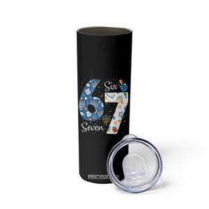 Funny 67 Hanukkah Skinny Tumbler Chanukah Menorah Dreidel Six Seven Meme TS11 Print Your Wear