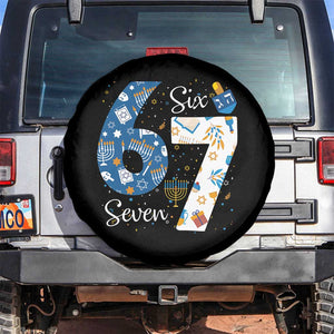 Funny 67 Hanukkah Spare Tire Cover Chanukah Menorah Dreidel Six Seven Meme TS11 No hole Black Print Your Wear
