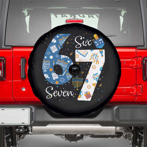 Funny 67 Hanukkah Spare Tire Cover Chanukah Menorah Dreidel Six Seven Meme TS11 Black Print Your Wear
