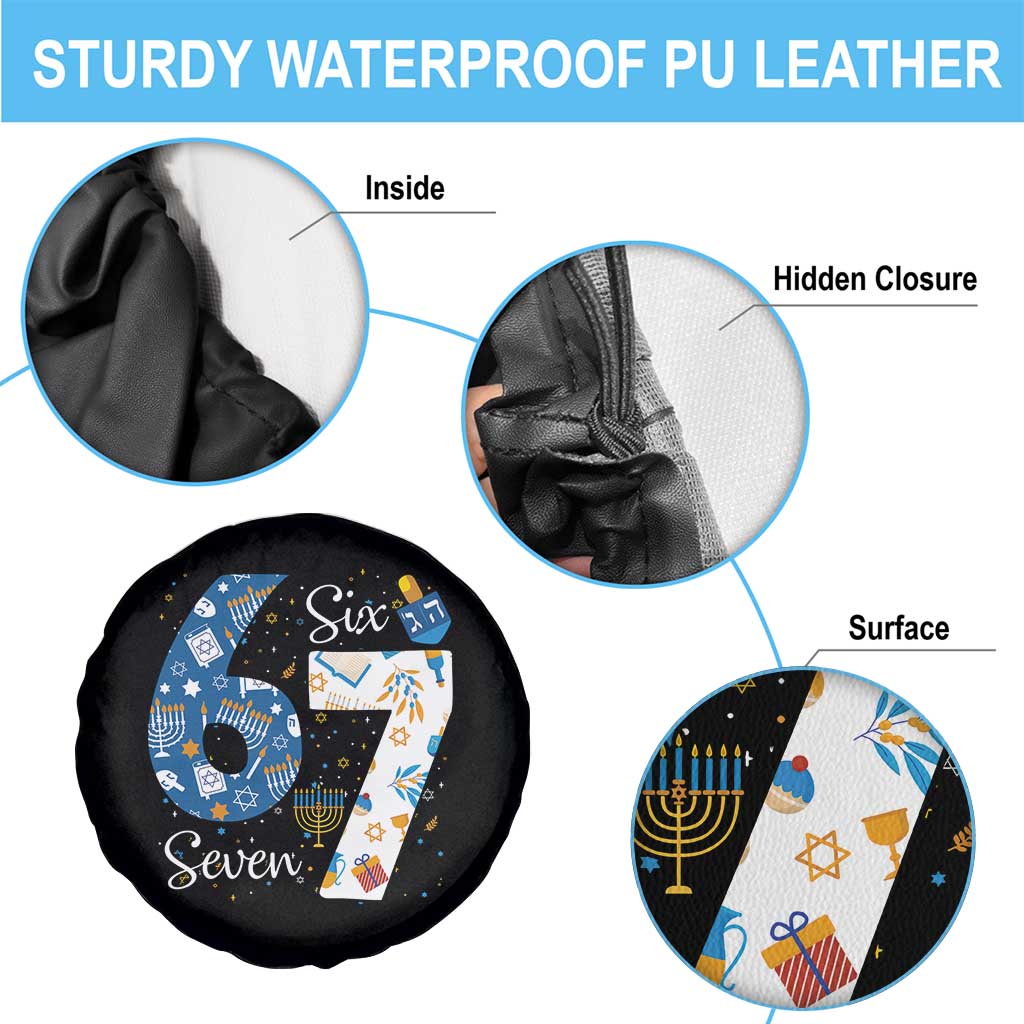 Funny 67 Hanukkah Spare Tire Cover Chanukah Menorah Dreidel Six Seven Meme TS11 Print Your Wear