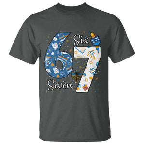 Funny 67 Hanukkah T Shirt Chanukah Menorah Dreidel Six Seven Meme TS11 Dark Heather Print Your Wear