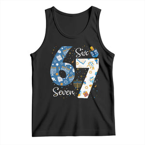 Funny 67 Hanukkah Tank Top Chanukah Menorah Dreidel Six Seven Meme TS11 Black Print Your Wear