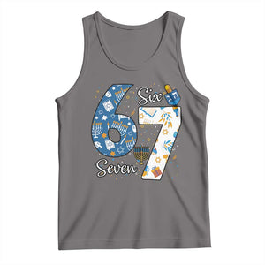 Funny 67 Hanukkah Tank Top Chanukah Menorah Dreidel Six Seven Meme TS11 Deep Heather Print Your Wear