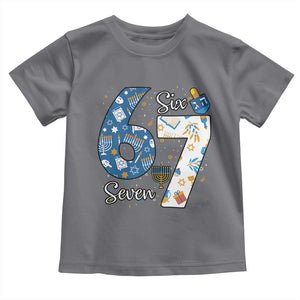 Funny 67 Hanukkah Toddler T Shirt Chanukah Menorah Dreidel Six Seven Meme TS11 Charcoal Print Your Wear