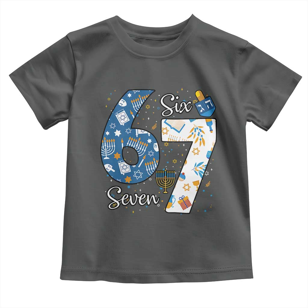 Funny 67 Hanukkah Toddler T Shirt Chanukah Menorah Dreidel Six Seven Meme TS11 Dark Heather Print Your Wear