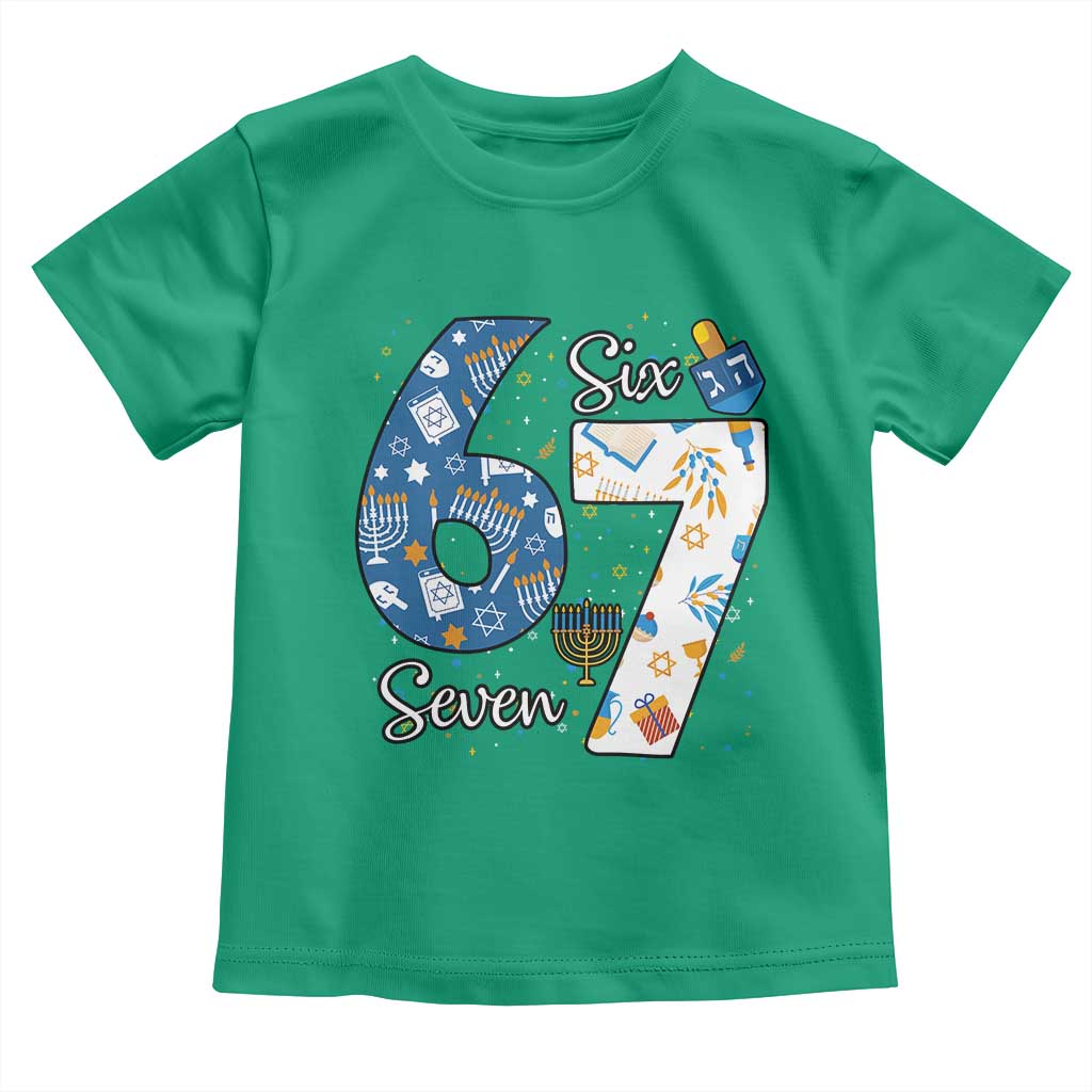 Funny 67 Hanukkah Toddler T Shirt Chanukah Menorah Dreidel Six Seven Meme TS11 Irish Green Print Your Wear