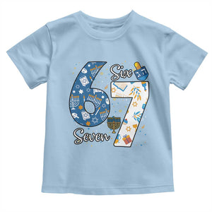 Funny 67 Hanukkah Toddler T Shirt Chanukah Menorah Dreidel Six Seven Meme TS11 Light Blue Print Your Wear