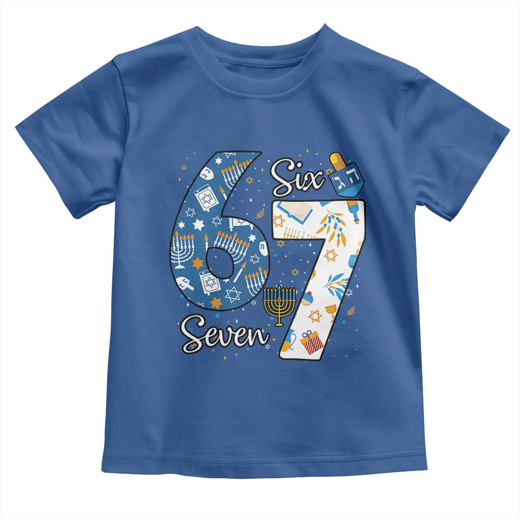 Funny 67 Hanukkah Toddler T Shirt Chanukah Menorah Dreidel Six Seven Meme TS11 Royal Blue Print Your Wear