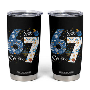 Funny 67 Hanukkah Tumbler Cup Chanukah Menorah Dreidel Six Seven Meme TS11 Black Print Your Wear